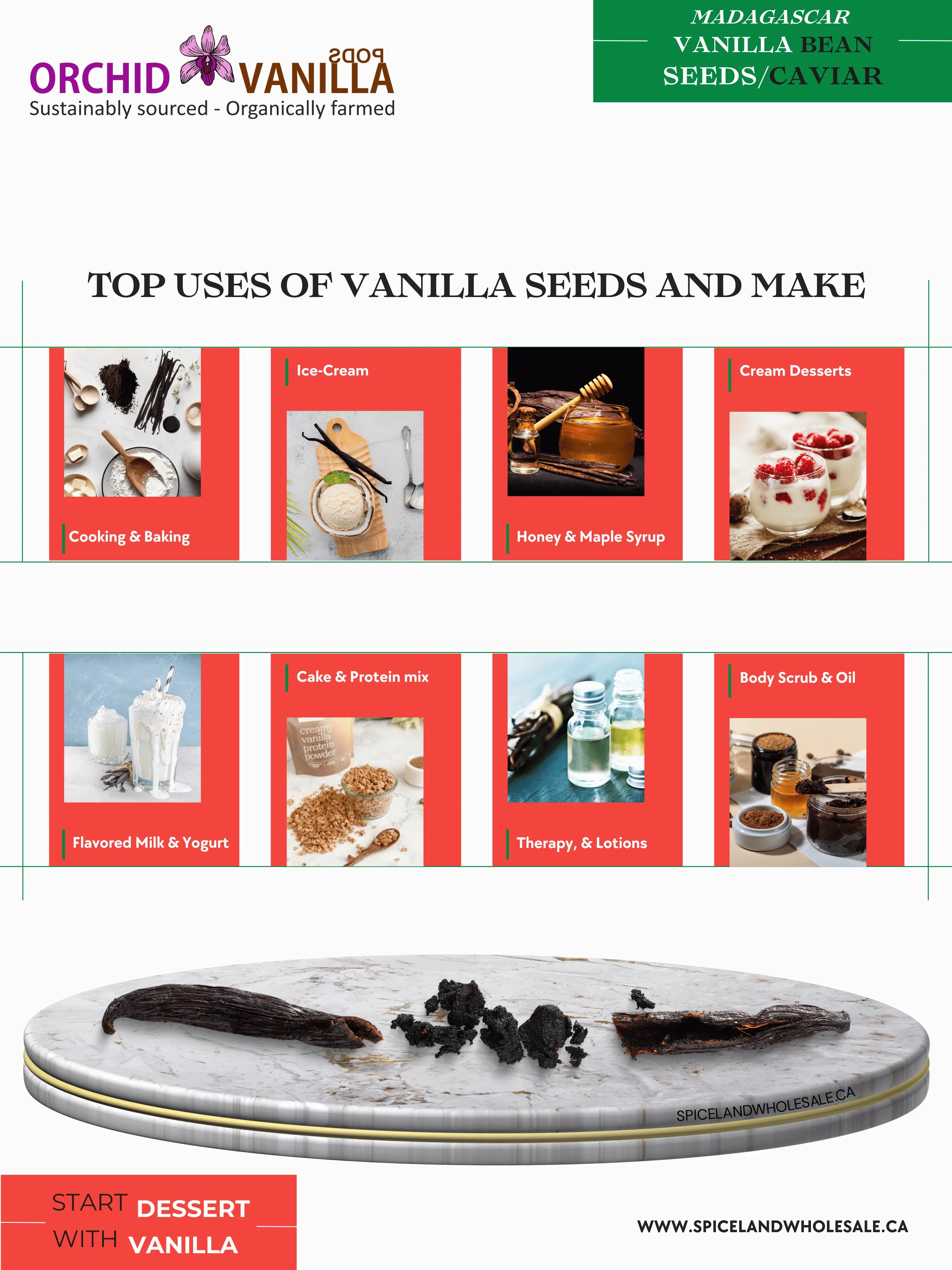 Madagascar Vanilla Bean Seeds/Caviar Gourmet <br> First Grade