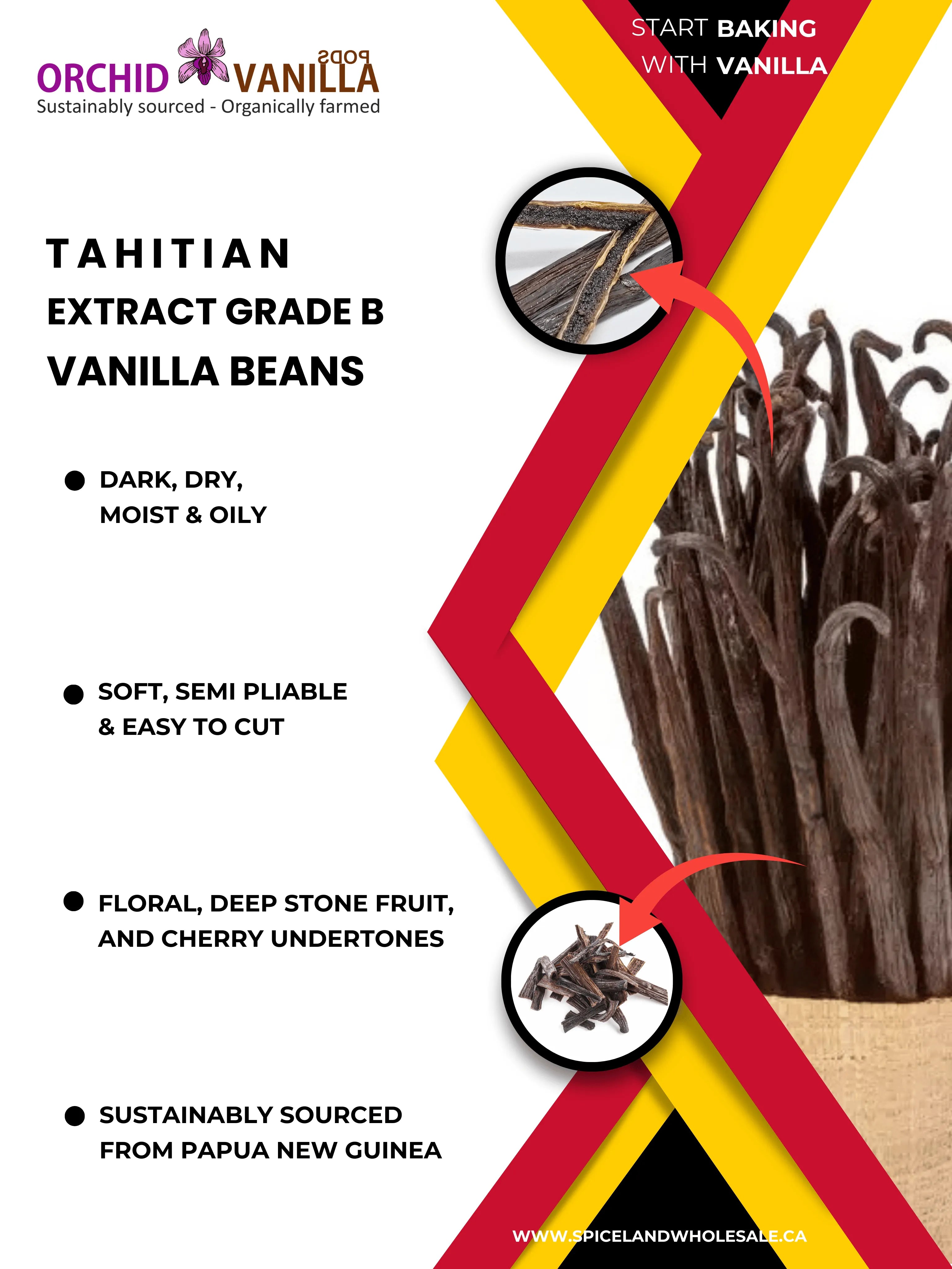 Tahitian Extract Vanilla Beans Grade-B <br>For Extract Making<BR>1/4 lb, 1/2 lb, 1 lb, 2 lb