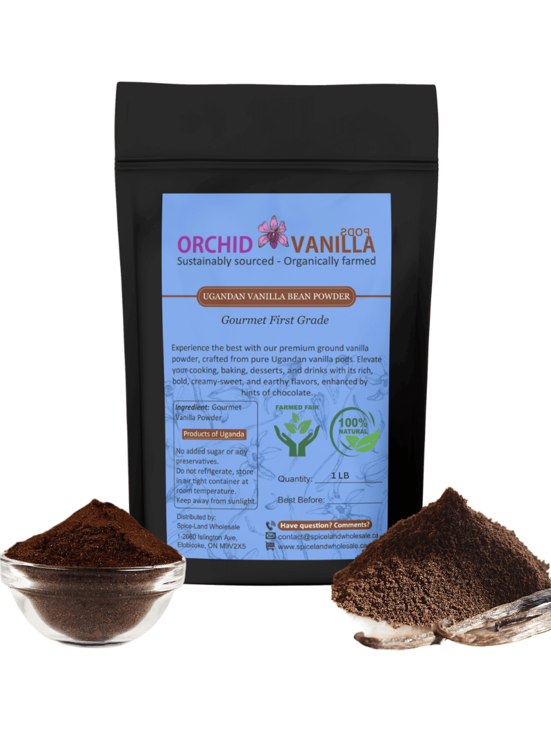 Ugandan Vanilla Bean Ground Powder Gourmet <br> First Grade<BR>