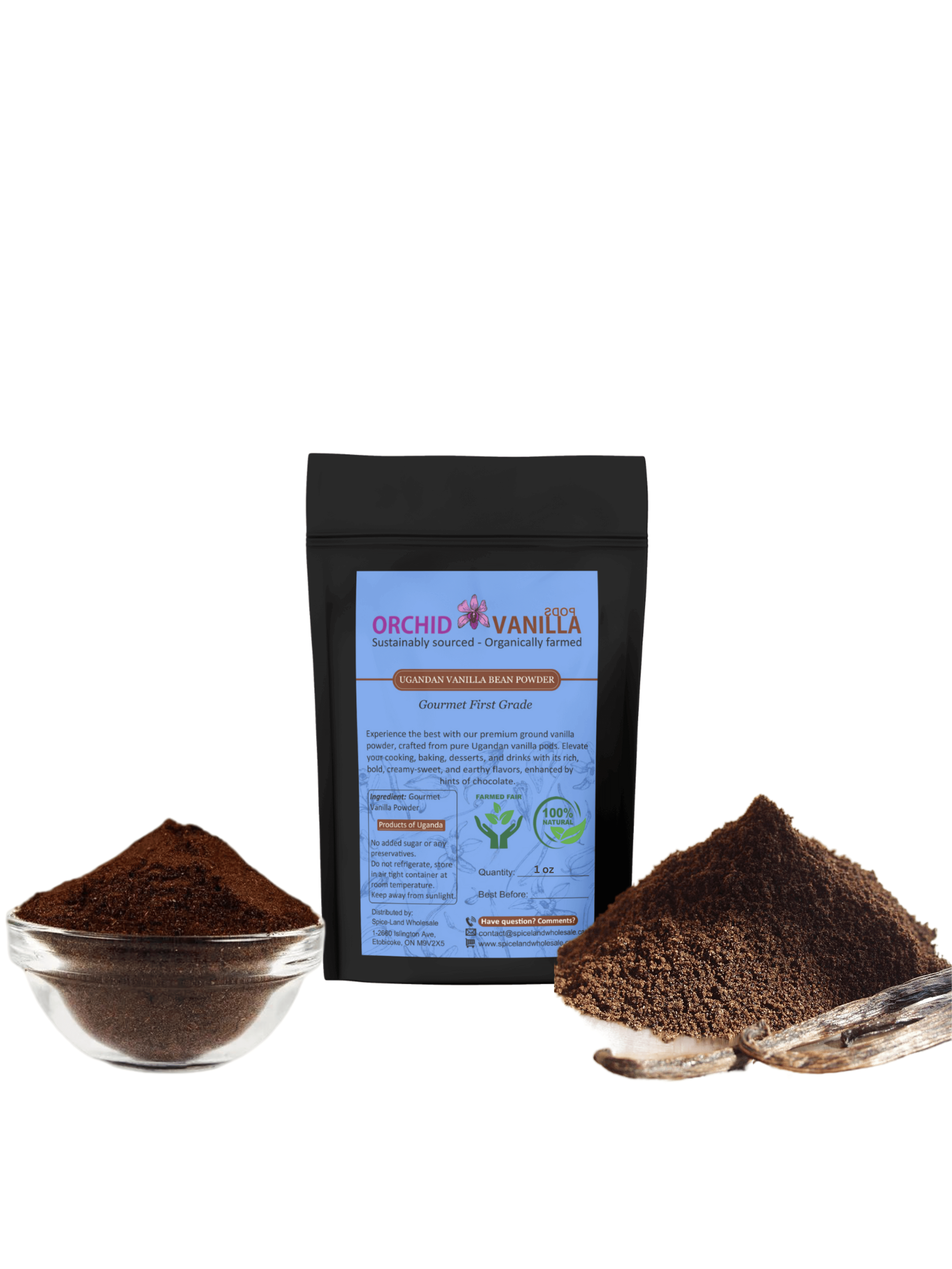 Ugandan Vanilla Bean Ground Powder Gourmet <br> First Grade<BR>