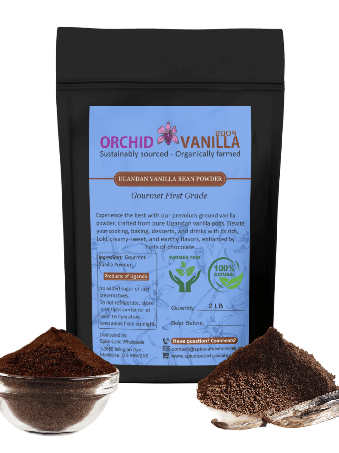 Ugandan Vanilla Bean Ground Powder Gourmet <br> First Grade<BR>