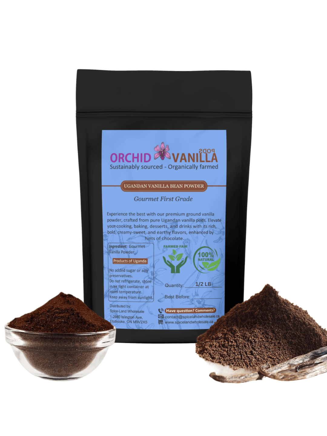 Ugandan Vanilla Bean Ground Powder Gourmet <br> First Grade<BR>