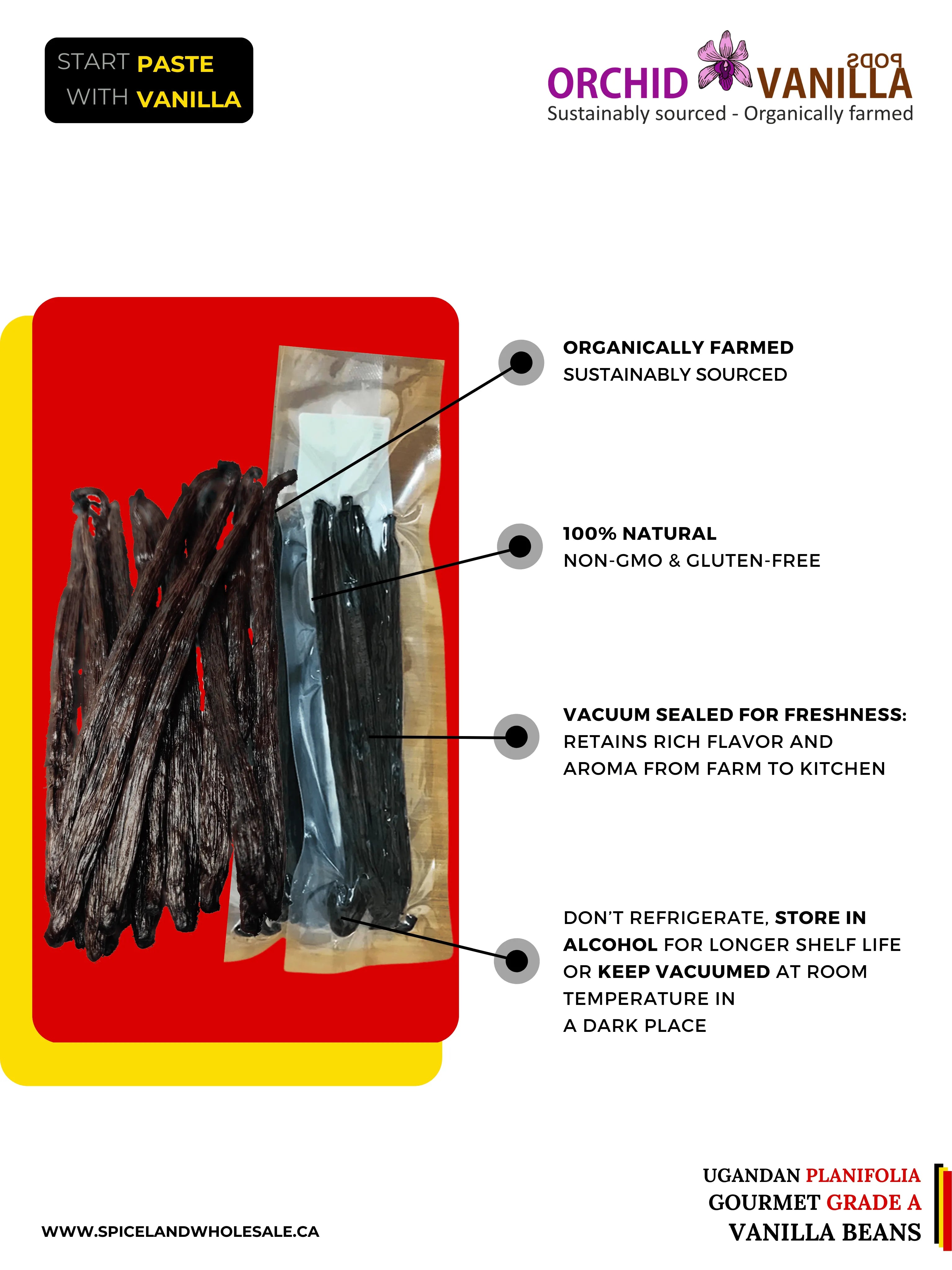 Ugandan Vanilla Beans Grade-A Gourmet <br>For Extract And Baking<BR>1/4 lb, 1/2 lb, 1 lb, 2 lb